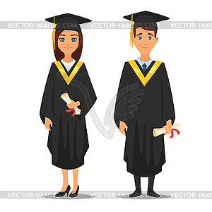 Man and woman graduates - stock vector clipart