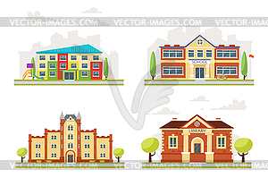 Vector cartoon style set of educational buildings: - vector image