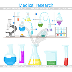 Concept for chemical laboratory research - vector image