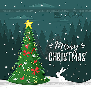 Christmas New Year greeting card - vector clip art