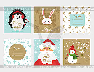 Christmas New Year greeting card - vector clipart