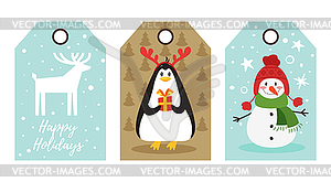 Christmas and New Year tags - vector image