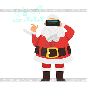 Claus wearing virtual reality glasses - vector image