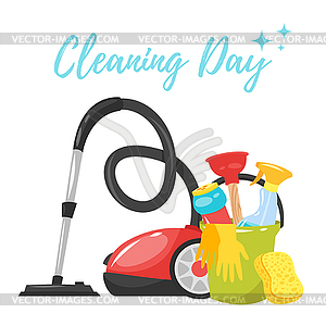 Cleaning service tools banner - vector clipart