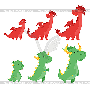 Set of cute dragons - vector image