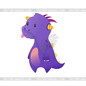 Cute purple dragon - vector image