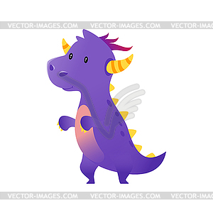 Cute purple dragon - vector clip art