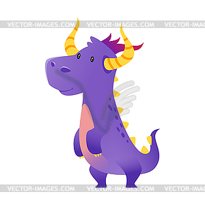 Cute purple dragon - vector clipart