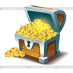 Treasure chest with gold - vector clipart