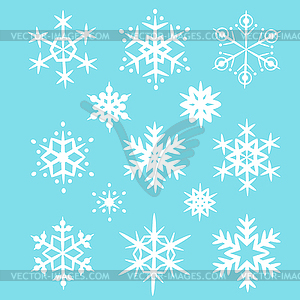 Набор белых снежинок - векторный рисунок