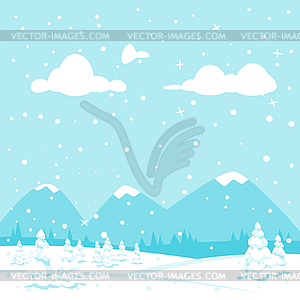 Winter background with mountain - vector clipart