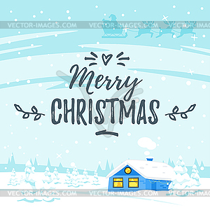 Winter background with house - vector clip art