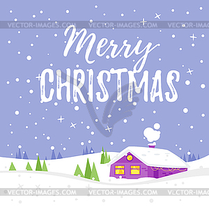 Winter background with house - royalty-free vector clipart