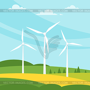 Windmill on meadow - vector clipart