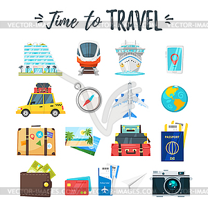 Travel and tourism icons - vector clip art