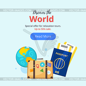 Travel and tourism. Advertisement banner - vector image