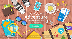 Travel and tourism. Advertisement banner - vector image