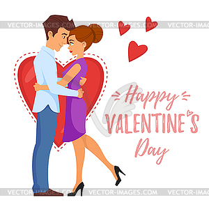 Romantic hugging couple - vector clip art