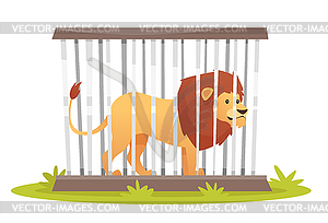 Lion in cage - stock vector clipart