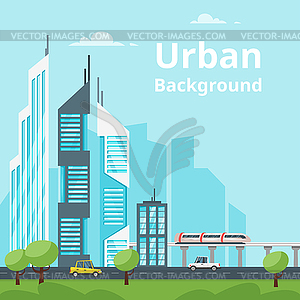 City landscape. Urban skyline - color vector clipart