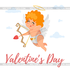 Cute cupid in sky - vector image