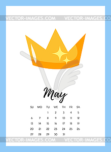 May 2018 year calendar page - royalty-free vector clipart
