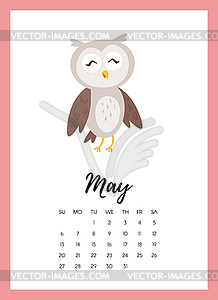 May 2018 year calendar page - vector clip art