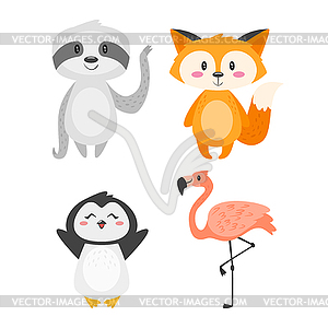 Cartoon cute animals - stock vector clipart