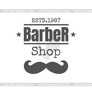 Vintage barbershop badge or logo - white & black vector clipart