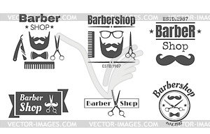 Vintage barbershop badge or logo - vector image