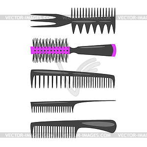 Set of hairdressers tool - comb - color vector clipart