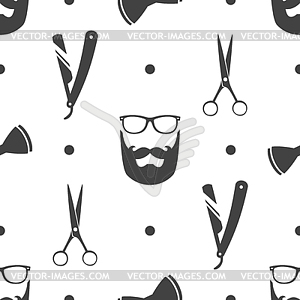 Seamless pattern with hipster beard - vector clipart