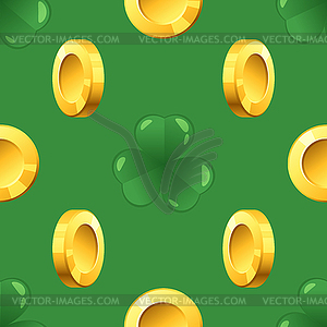 Pattern with golden coins - vector image