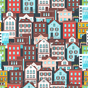 Pattern with city buildings - vector clipart