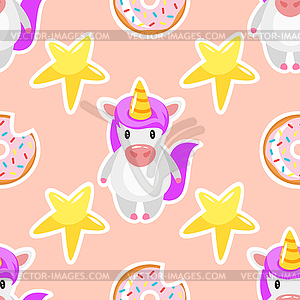 Seamless pattern with unicorn - vector clipart