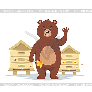 Bear character showing okay - vector clipart