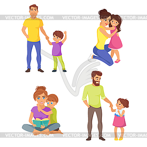Caucasian family members, parents - vector clip art