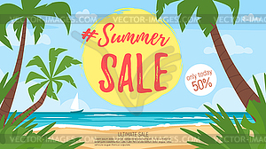 Cartoon style summer sale banner - vector image