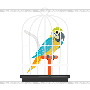 Попугай животных в птичьей клетке - векторное графическое изображение