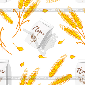 Seamless pattern with wheat cereals - vector image