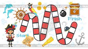 Pirate board game template - vector clipart / vector image