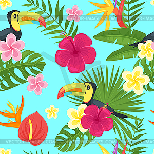 Cartoon style summer seamless pattern - vector image