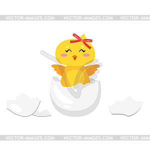 Easter chick hatched of egg - vector clip art