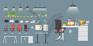 Business workplace elements - royalty-free vector clipart