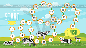 Farm board game template - royalty-free vector clipart