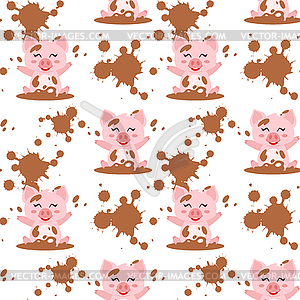 Seamless pattern with pink pig - vector clip art