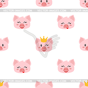 Seamless pattern with pink pig - vector image