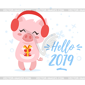 2019 New year greeting card - vector clipart