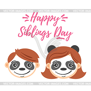 National Siblings Day greeting card - vector clipart
