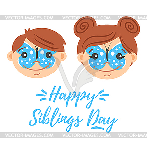 National Siblings Day greeting card - color vector clipart